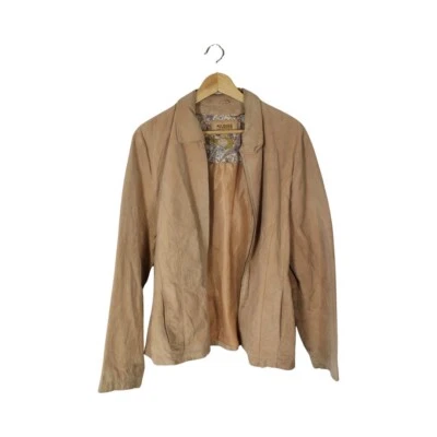 Abrigo Chaqueta Para Mujer Wilson Cuero 100% Genuino Beige Tostado Gamuza Grande con Cremallera Foto 1 de 4