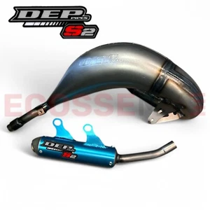 YAMAHA YZ125 FULL DEP EXHAUST BARE METAL HEADER SHORTY BLUE TAILPIPE 2022-2025 - Picture 1 of 7