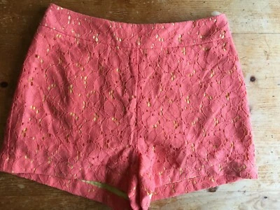 Pantalones Cortos Forever 21 Naranja Floral Encaje con Forro Cremallera Trasera Talla S B1 Foto 1 de 3