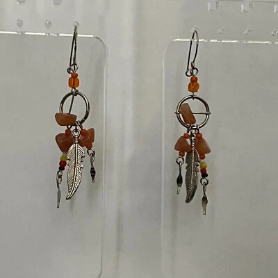 ARETES ARTESANALES PERUANOS -HANDMADE PERUVIAN BOHO EARRINGS WITH NATURAL STONES - Image 1 of 4