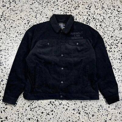 CHAQUETA SHERPA VINTAGE Y2K ASS HOLE LIVE FOREVER XXL PANA: Foto 1 de 4