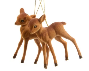 Rehkitze Christbaumschmuck Kunststoff Rentiere Christbaumanhänger Weihnachtsbaum - Bild 1 von 1