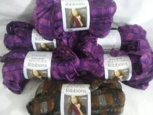 RED HEART YARN - BOUTIQUE RIBBONS - AURORA - 5 SKEINS PLUS BONUS - NEW - Picture 1 of 5