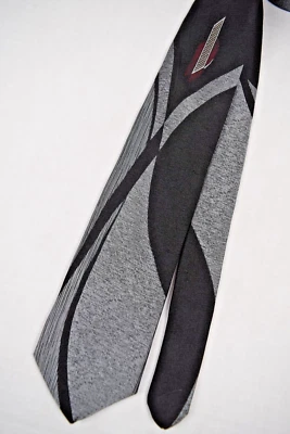 Neck Tie VTG Stringbeans 80s Retro Art Deco Modern Rayon Poly Tie 56.5" x 2.5" - Image 1 of 4