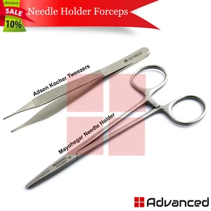 Surgical Mayo Hegar Needle Holder Driver Adson Kocher Tweezers Dermatology Plier - Picture 1 of 3