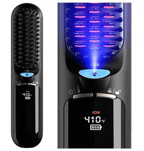Travel Hair Straightener, Portable Cordless Hair Straightening Brush (Black) - Picture 1 of 9