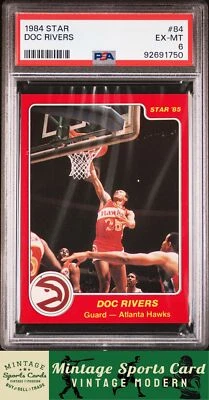 1984 Star - Doc Rivers - #84 Atlanta Hawks PSA 6 - Image 1 of 2