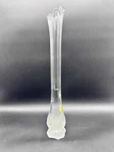 Imperlux Crystal Clear Swung Stretch Vase Frosted Opaque Roses 20in Portugal - Picture 1 of 11