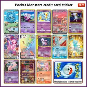 2PCS PTCG Autocollants Carte de Crédit Anti-Dégaussage Monstres de Poche Mew Series - Photo 1/36