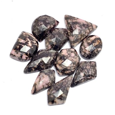 Natural Rhodonite Garnet Loose 12x9mm-17x14mm Flat Back Rose Cut Gemstones Lot - Image 1 of 4