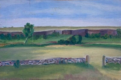 Peinture À L'Huile Impressionniste Anonyme Paysage Sur Öland En Suède 30 X 45 Cm - Photo 1/4