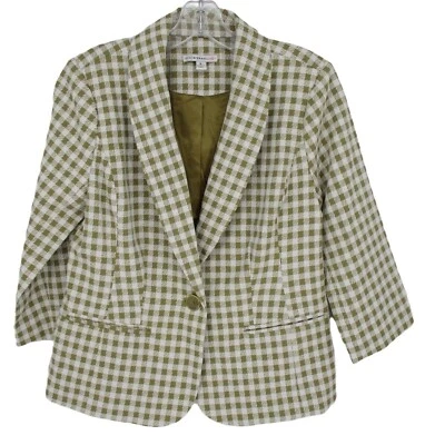 Chaqueta Isaac Mizrahi Mujer 8 Guinga Blazer Botón Carrera Clásica Forrada Verde Foto 1 de 4