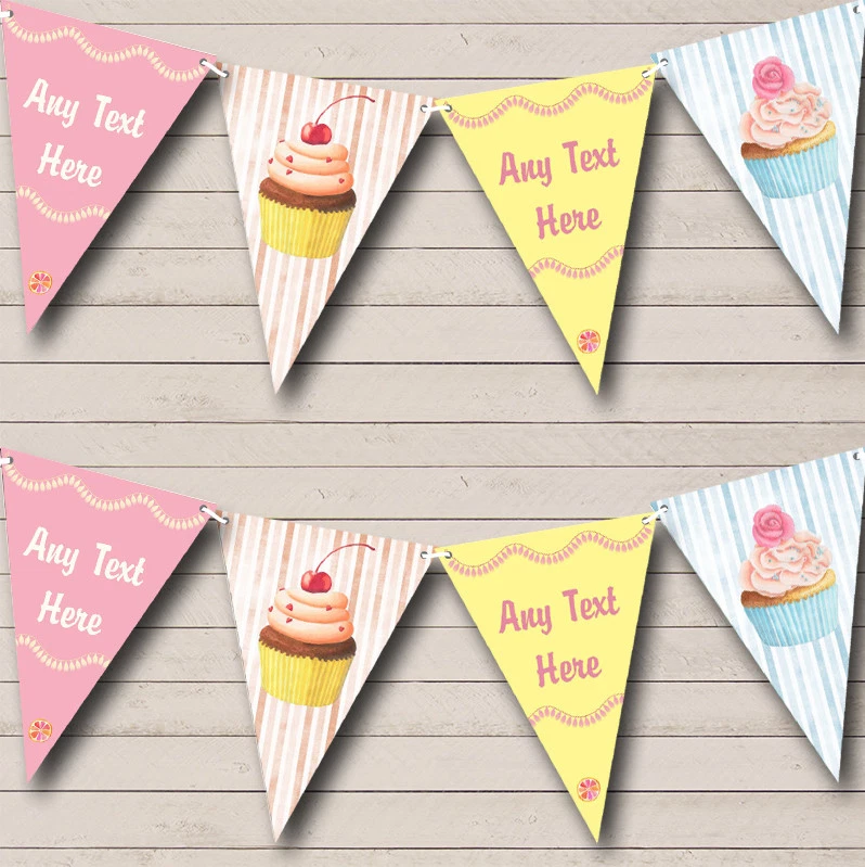 Party Banner Bunting Pastel Cupcake Cake Baking Personalised Children's - Image 1 of 1