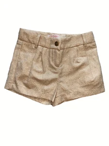 Lili Gaufrette girls sparkly gold pleated snap closure shorts size 8 - Picture 1 of 2