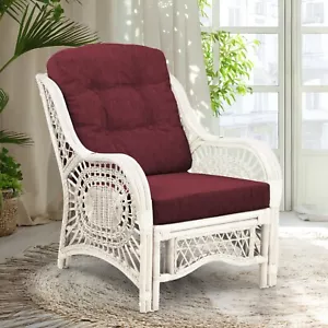 Malibu Rattan Wicker Lounge Chair with Thick Dark Brown Cushion,Handmade Design - Picture 1 of 28
