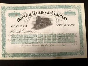 Bristol Railroad Company Unissued Stock - Vermont - Picture 1 of 5