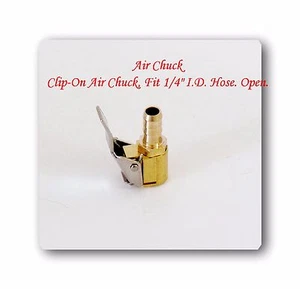 Tire Valve Clip-On Air Chuck Brass, Fit 1/4" / 6 mm I.D. Hose. Open.Tire Valve - Picture 1 of 1