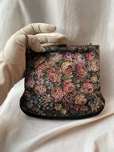 Beautiful Vintage 1950s Bagcraft London Tapestry Pink Rose Evening Clutch Bag - Picture 1 of 9