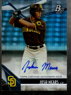 B3242- 2021 Bowman Platinum Sudadera Prospect Autógrafos #TOP8 Josh Mears Auto - Imagen 1 de 2
