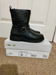 Geox Eclair Leather Girls Winter Boots Black Zip Size Uk 2,5 EU 35 Geox BNWT!! - Picture 1 of 8