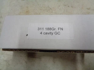 NOE 4 Cavity Gas Check Aluminum Bullet Mold 311-188-FN .308-.311 - Picture 1 of 5