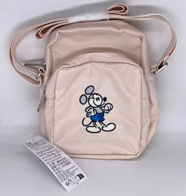 迪士尼乐园米奇刺绣淡粉色斜挎包正品鼠标装-全新 — 第 1/2 张图片