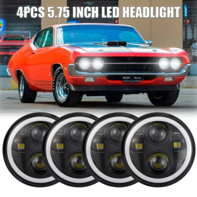 For Ford Gran Torino 1972-1976 100W 4pcs Round 5.75" 5-3/4" LED Hi/Lo Headlights - Image 1 of 4
