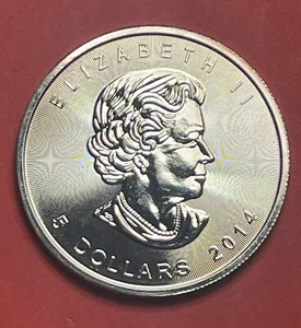 2014 Canada $5 Silver Maple Leaf, Gem, 1 Oz .9999 Fine, Maple Leaf Privy. - Picture 1 of 2