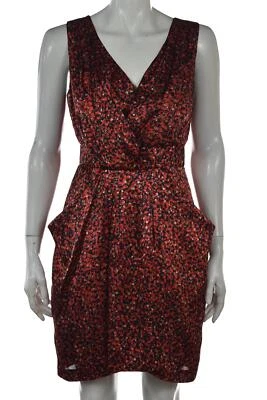 Seamline Cynthia Steffe Dress Size 4 Red Printed Sheath Above Knee Sleeveless - Image 1 of 4