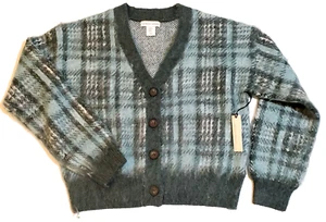CUPCAKES & CASHMERE Brushed Cropped Boyfriend Cardigan X-SMALL Sea Pine Greens - Picture 1 of 9