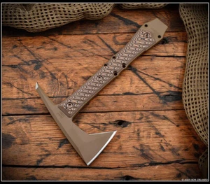 RMJ Tactical Dvalinn Tomahawk FDE Nitro-V Blade Hyena Brown G-10 w/Sheath - Picture 1 of 1