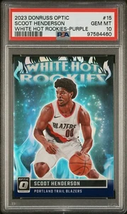 2023 DONRUSS OPTIC SCOOT HENDERSON WHITE HOT ROOKIES PURPLE PRIZM #15 RC PSA 10 - Picture 1 of 6