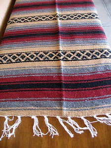 True Grit Falsa ONWT-Tan/Maroon Southwest Southwestern Serape Blanket Afghan - Picture 1 of 3