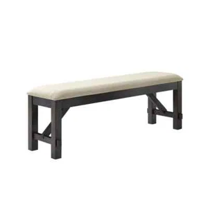 CROSLEY FURNITURE Dining Bench 55" Linen Backless Slate Finish w/ Wood Frame - Picture 1 of 6
