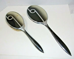 Beautiful Antique Art Deco dresser hand mirror and brush set - Picture 1 of 5