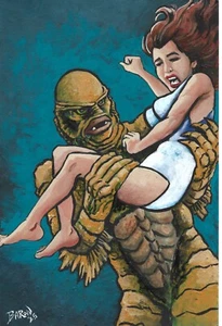 The Creature From The Black Lagoon "Date"..original acrylic paint illustration - Picture 1 of 3