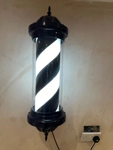 Rotierende Friseurstange LED Schild rot weiß Streifen hell strapazierfähig Salon schwarz - Bild 1 von 12