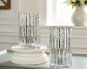 Set 2 Silber 8" beleuchtetes Quecksilber Glas Hurrikane Valerie Parr Hill QVC - Bild 1 von 1