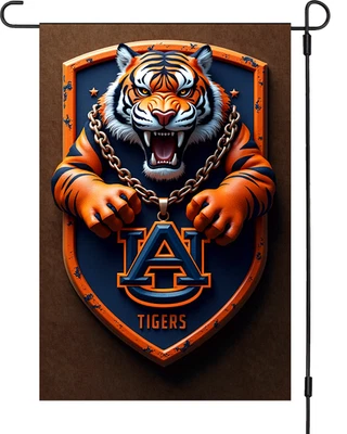 奥本老虎花园旗 12 英寸 x 18 英寸双面户外横幅大学橄榄球 — 第 1/4 张图片
