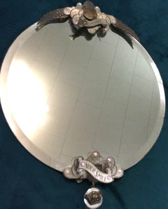 Ramsay Crowe Studio Queen Smile Mirror 10" Beveled Decorative Metal Embellished - Picture 1 of 5