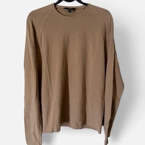 CALVIN KLEIN JEANS Vintage V-Neck Waffle Knit Long-Sleeve Shirt Brown, Size L - Picture 1 of 3