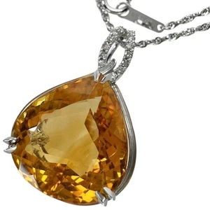 Citrino 17.17ct diamante 0.14ct collar K18WG oro blanco 8.3g 15.7" mujer - Imagen 1 de 10