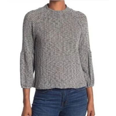 Suéter para mujer White Willow cuello falso texturizado en gris jaspeado grande precio de venta sugerido por el fabricante 78 USD Foto 1 de 4