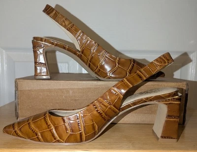 Vince Camuto Women's Hamden  Slingback Pump Croc Print Leather Brown Size 7.5 - Image 1 of 4