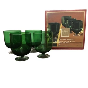 LENOX Holiday Gems Emerald Green 8 Oz All-Purpose Crystal Glasses Set Of 4 NIB - Picture 1 of 12