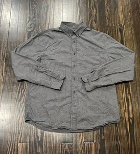 Banana Republic Button Down Shirt Men’s Large Plaid Gray Black Cotton  - Picture 1 of 4