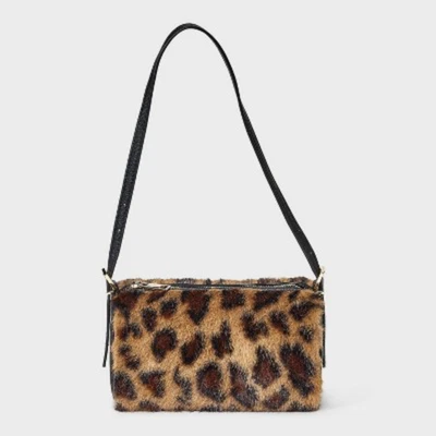 Mini Bolso de Hombro Tejido Estampado de Leopardo - Un Nuevo Día Negro/Marrón Foto 1 de 4