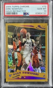 2005 Topps Chrome Gold Refractor /99 #72 Dirk Nowitzki Mavericks PSA 10 GEM MINT - Bild 1 von 2