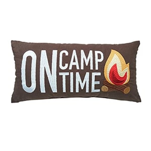 Campfire "On Camp Time" Embroidered Small/Petite Accent Pillow, 10" x 20" - Picture 1 of 4