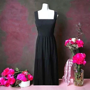 INC International Concepts Womens Medium Maxi Dress Black Tiered Open Back - Picture 1 of 23